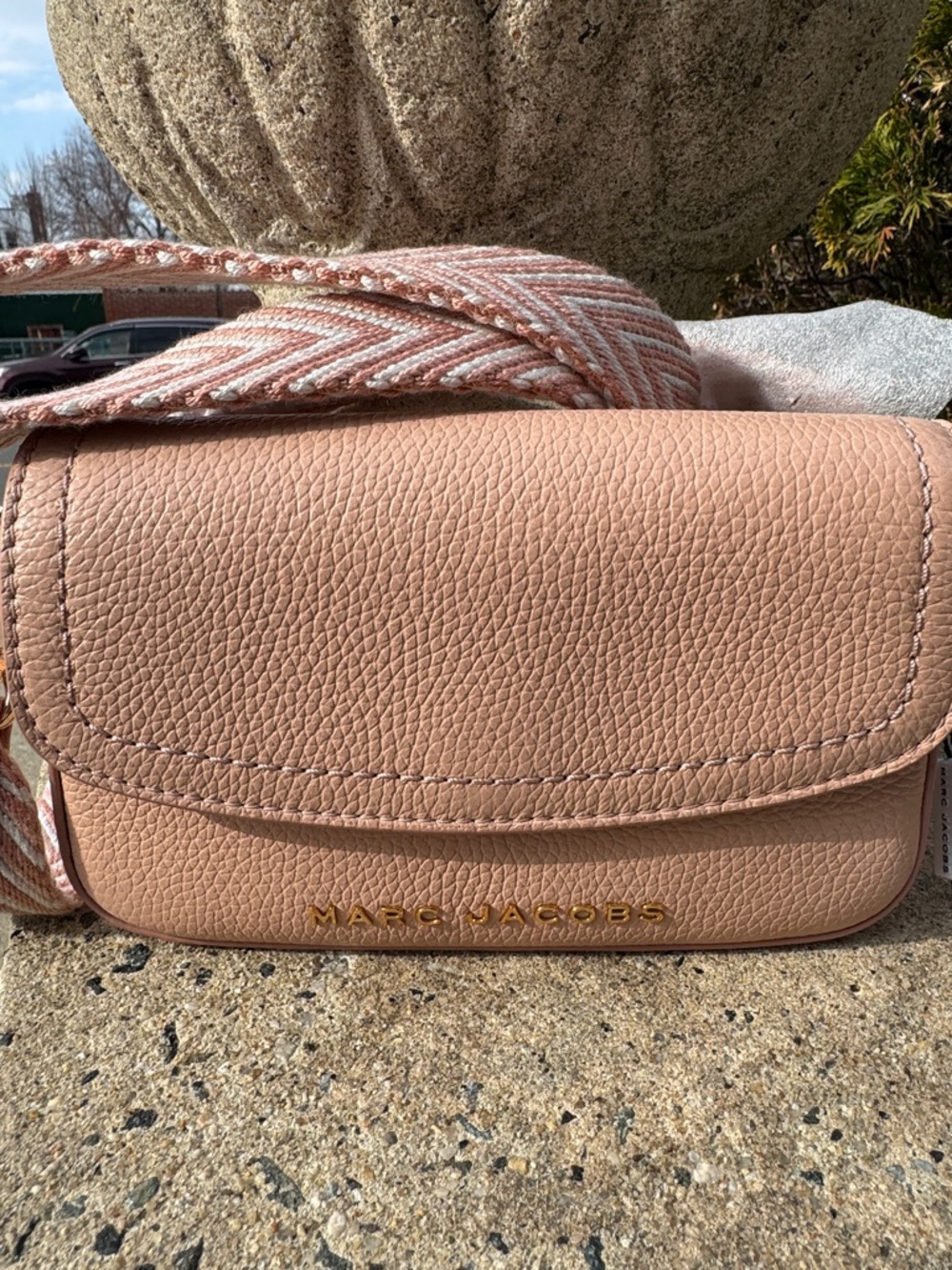 Marc Jacobs Dusty Pink Pebbled Leather Crossbody with Patterned Strap - Picture 11 of 11